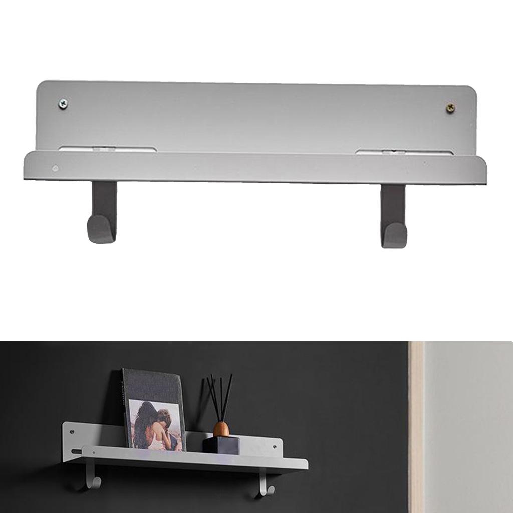 Floating Wall Mounted Shelves Display Rustic Metal Ledge Shelves for Bedroom Gray