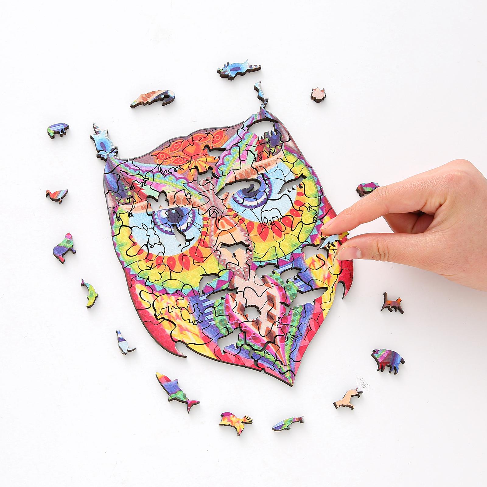 Wooden Jigsaw Puzzles Unique Animal Shape Jigsaw Pieces Gift Owl