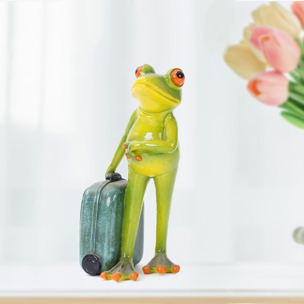 Resin Frog Figurines Statue Sculpture Ornament Home Office Desk 7x7x14CM