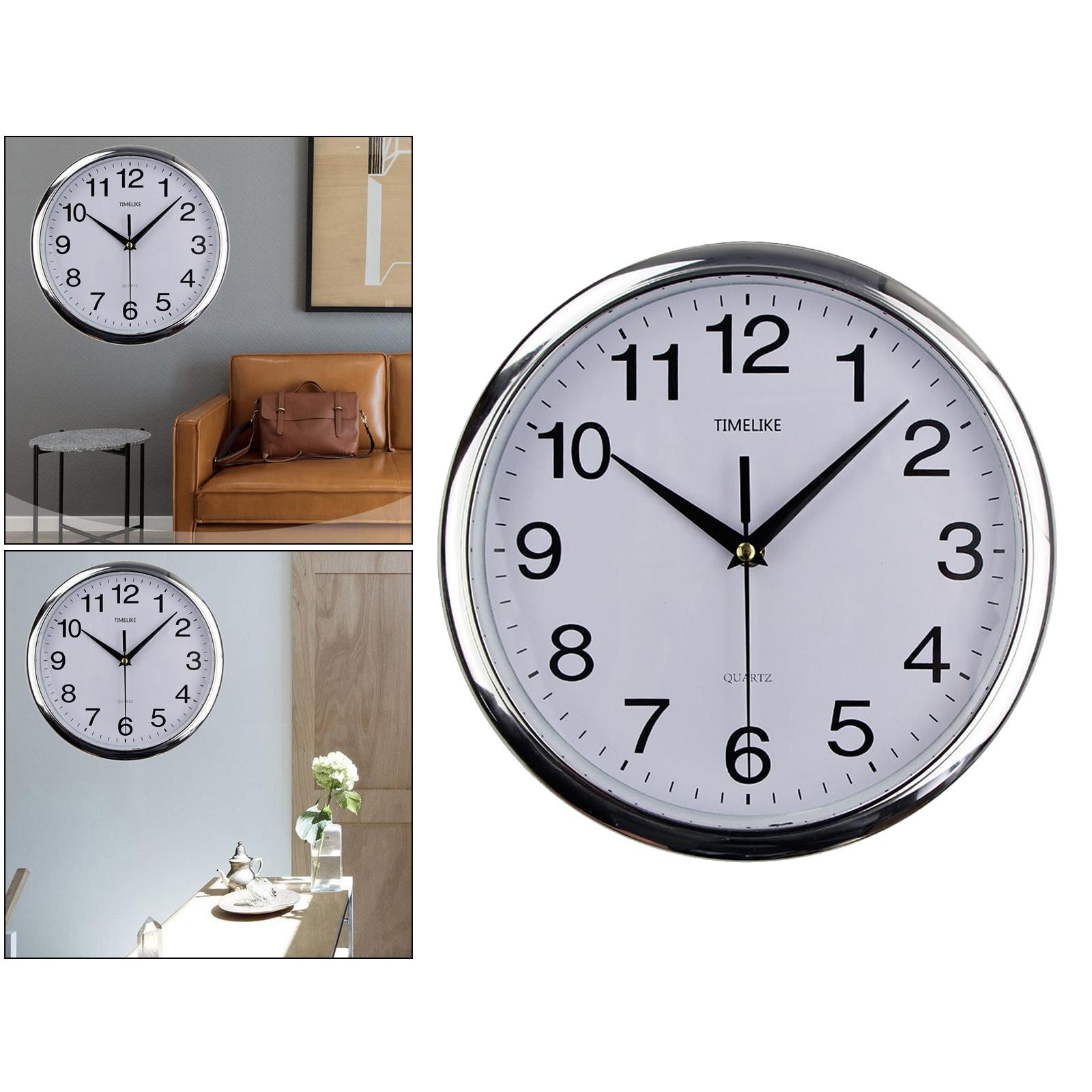 Modern Wall Clock Watches Silent Non Ticking Home Living Room Office Silver