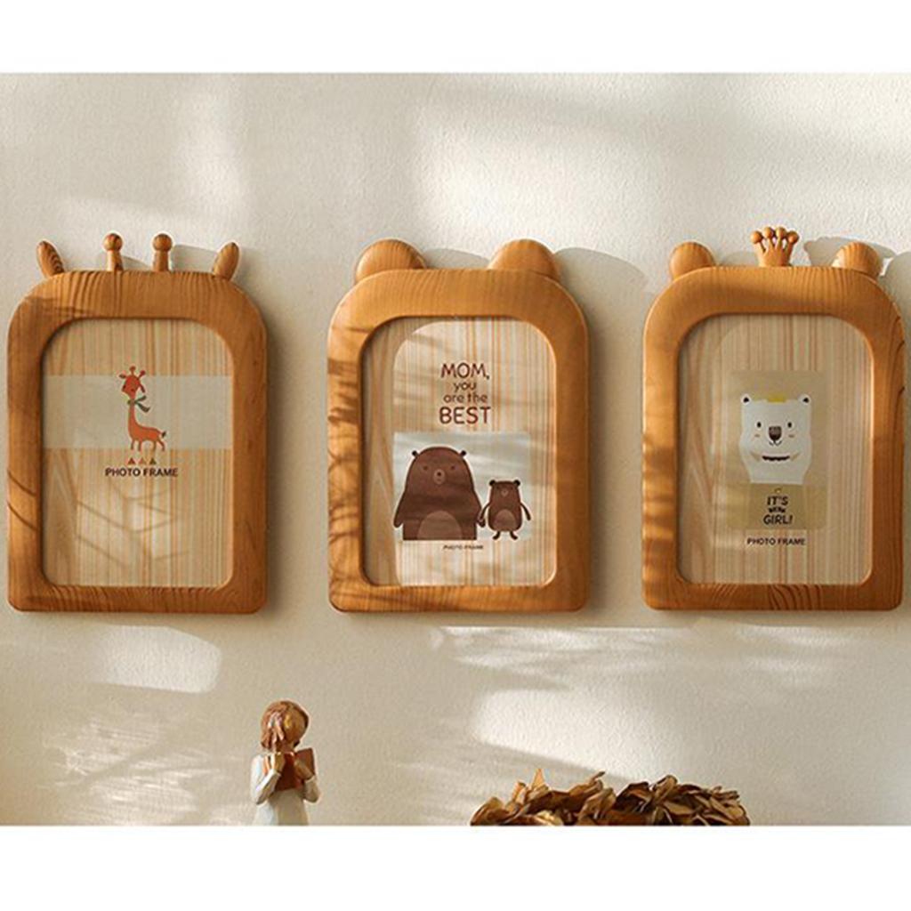 Wooden Vintage Pictures Frames Photo Frame for Tabletop Display Gift Decor Brown bear