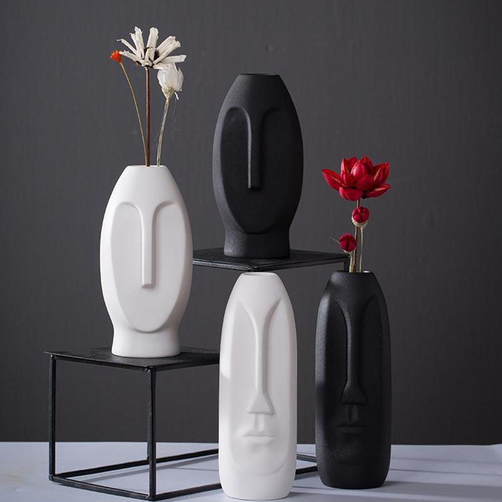 Ceramic Vase For Dried Stems Bunch Flower Arrangement Black 9.5x18.5cm