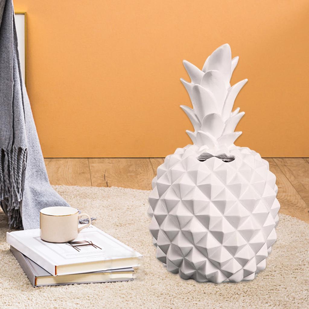 Pineapple Shaped Piggy Can Home Decoration Craft Gift Money Cash Box White