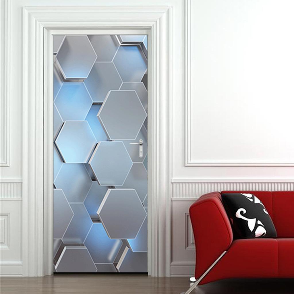 3D Door Stickers Mural Self Adhesive Wallpaper PVC Removable Wall Decals M