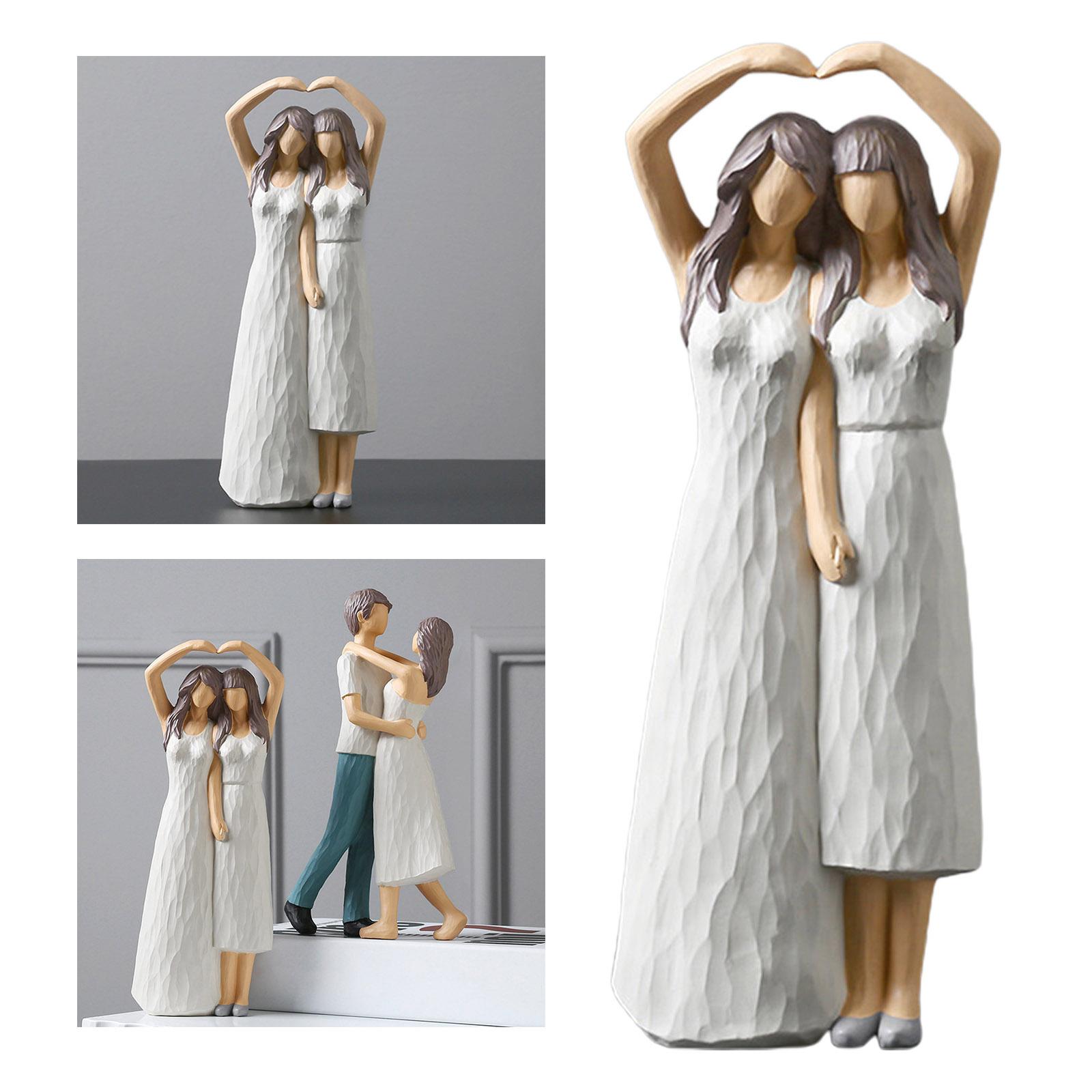 Resin Craft Figurines Family Member Statue Sculptures Sisters