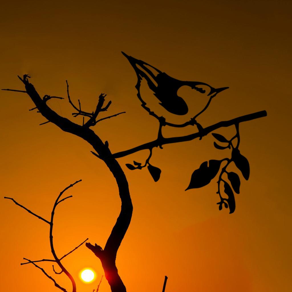 Outdoor Metal Bird Silhouette Ornament on Tree Branch Garden Decor Bird M