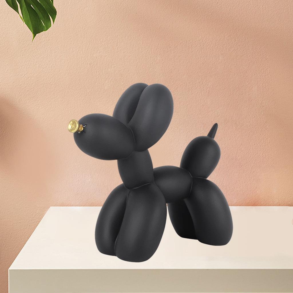 Balloon Dog Statue Puppy Figurine Art Sculpture Home Decor Furnishing Black