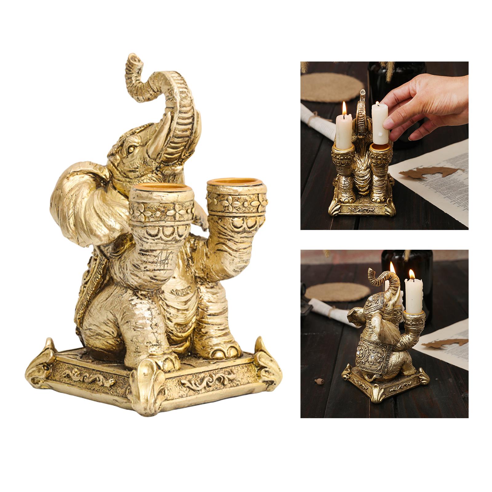 Elephant Sculpture Pillar Candle Holder Candlestick for Church Home Wedding