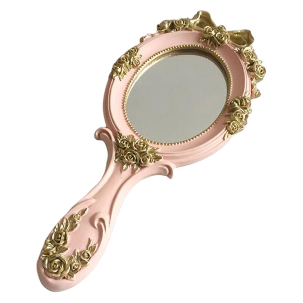 Oval Embossed Rose Handheld Mirror
