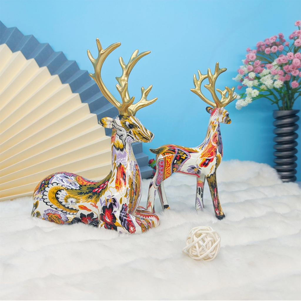 Elk Statue Animals Deer Sculpture Figures Home Cabinet 10x15cm 10x10cm