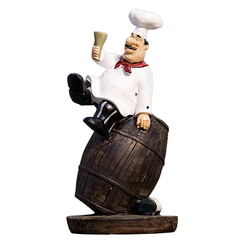 Chef Figurine Wine Barrel Decor