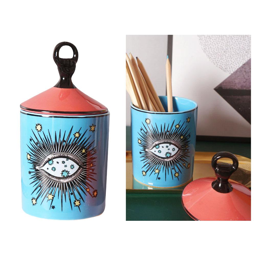 Food Storage Canister Organizer Pen Holder Incense Candle Burner Blue Eye