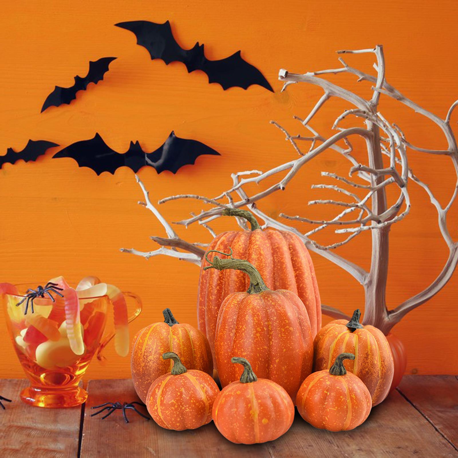 7x Artificial Pumpkins Bulk Faux Harvest For Fall Wedding Centerpiece Orange