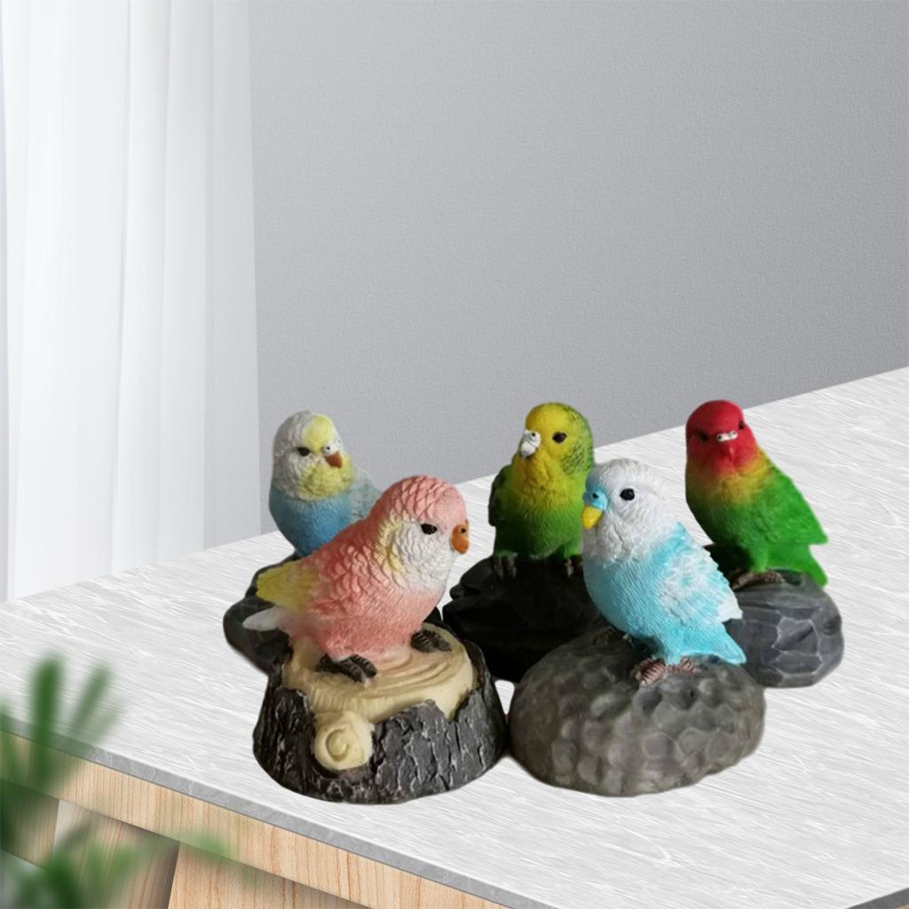Garden Simulation Resin Bird Home Decor Crafts Ornaments 5 Parrots