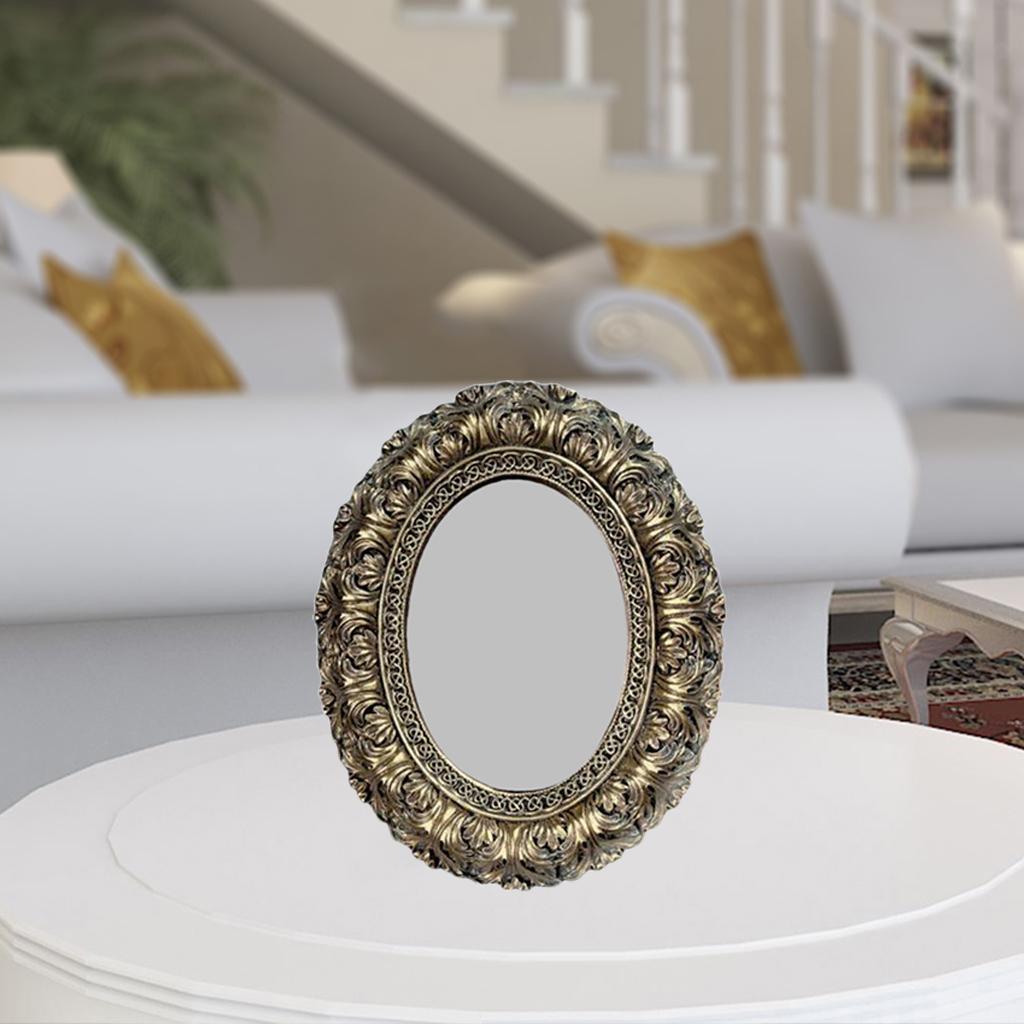 Antique Resin Picture Frame Embossed Photo Holder Bedroom Ornament Oval