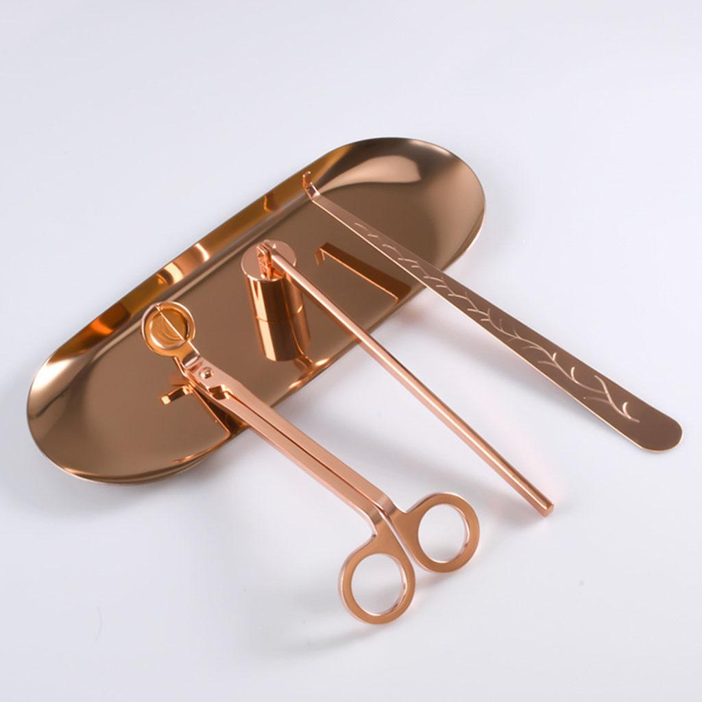 4 - 1 Stainless Steel Wick Snuffer Tool Candle Trimmer Rose Gold