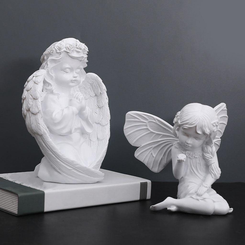 Resin Angel Cherub Figurine Sculpture Desktop Decoration Fairy Angel