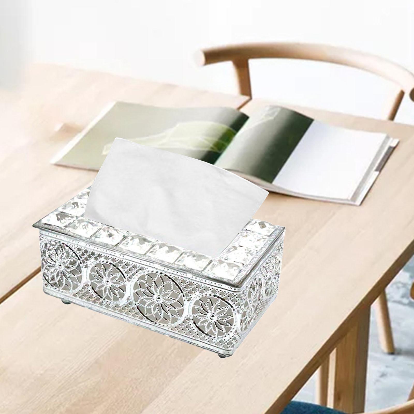 Tissue Holder Box Cover Paper Facial Paper Napkin Crystal 20x11x9cm Silver