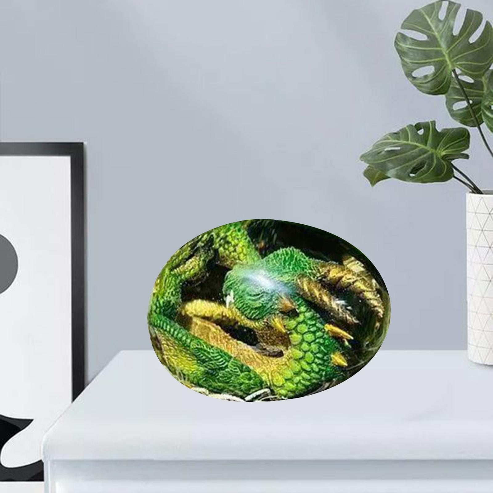 Dragon Egg Crystal Transparent Resin Sculpture Desktop Ornaments Green