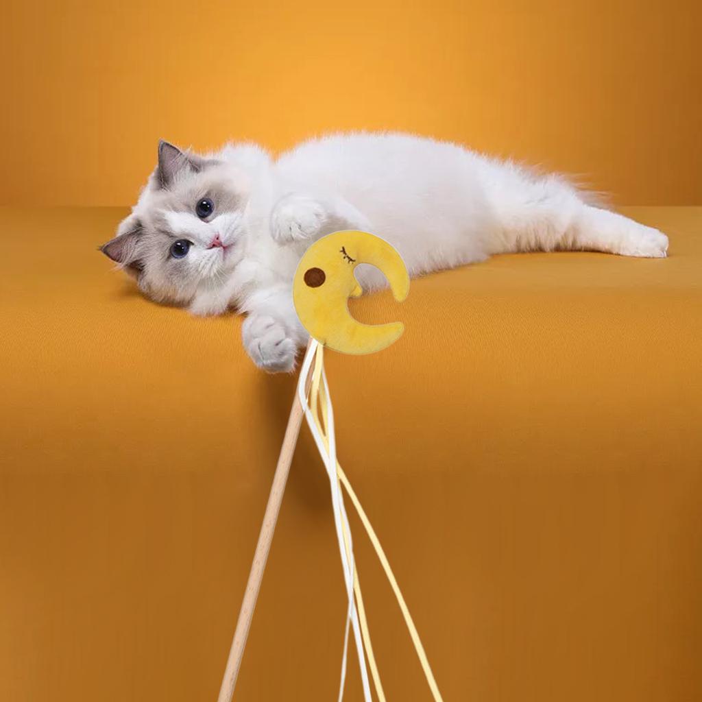 Cat Stick Toys Kitten Pet Interactive Wand Starry Sky Ribbon String Toys Moon
