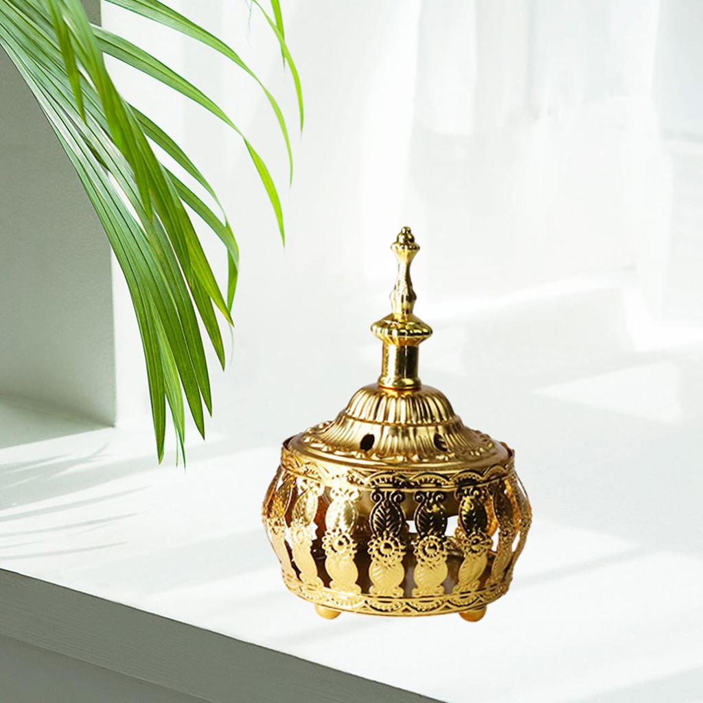 Golden Incense Burner Fragrance Diffuser Yoga Studio Bedroom Incense Holder B