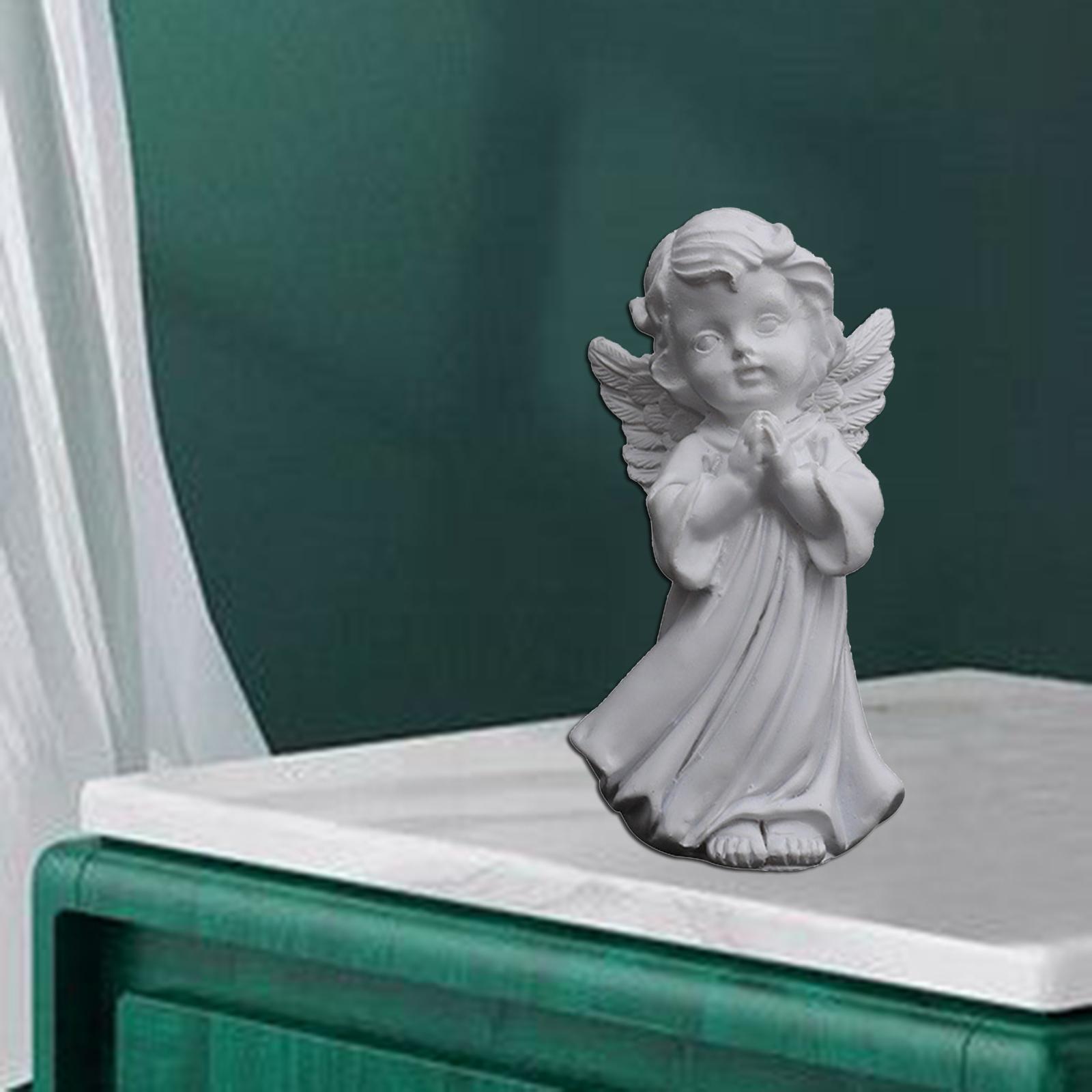 Resin Girl Angel Figurine Statue Desktop Ornaments Praying Left