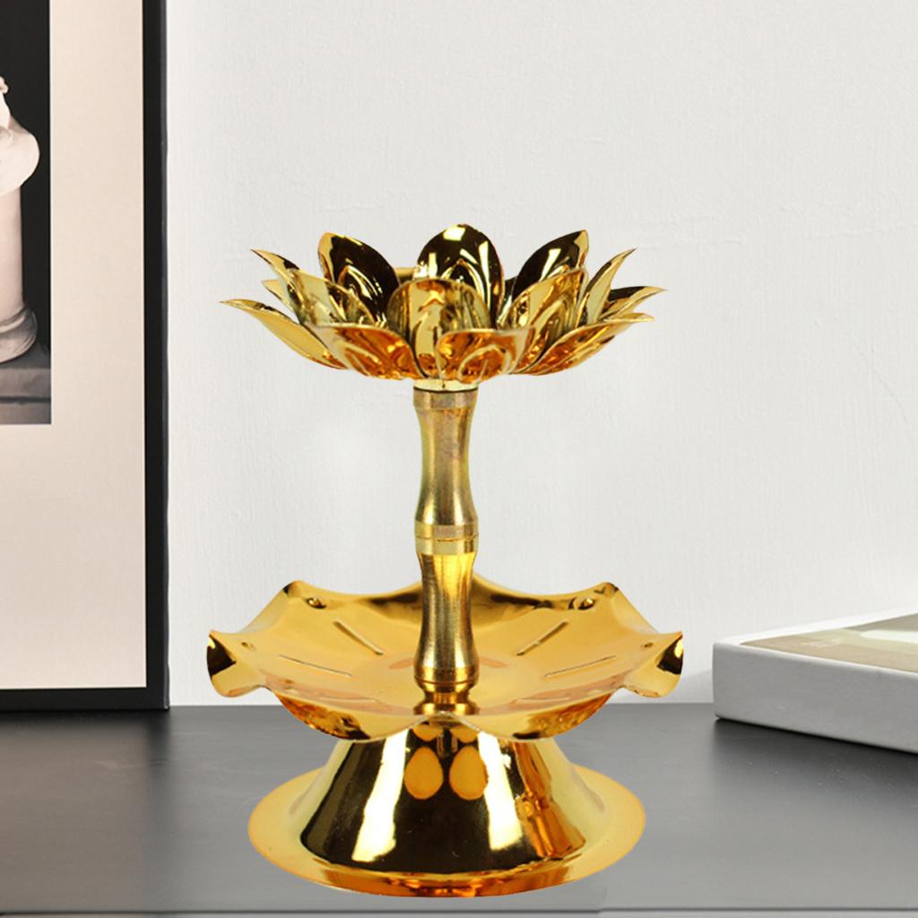 Lotus Candle Holder Ghee Lamp Holder Candlestick Home Decor Craft 6.6x8.8cm
