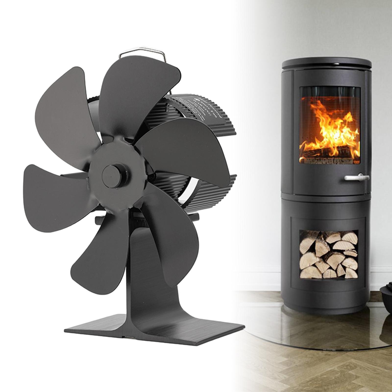 6-Blade Fireplace Fan Wood Stove Fan Heat Powered Eco Log Burner Fuel Saving