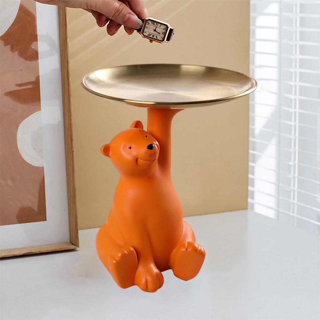 Nordic Resin Polar Bear Statue Figurine Sculpture Trinkets Key Holder Orange