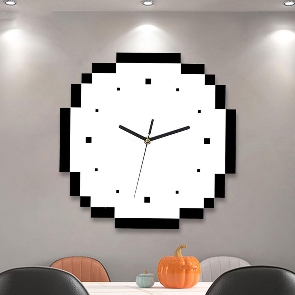 12" Round Mosaic Pixel Wall Clock No Ticking Home Office School Decorative