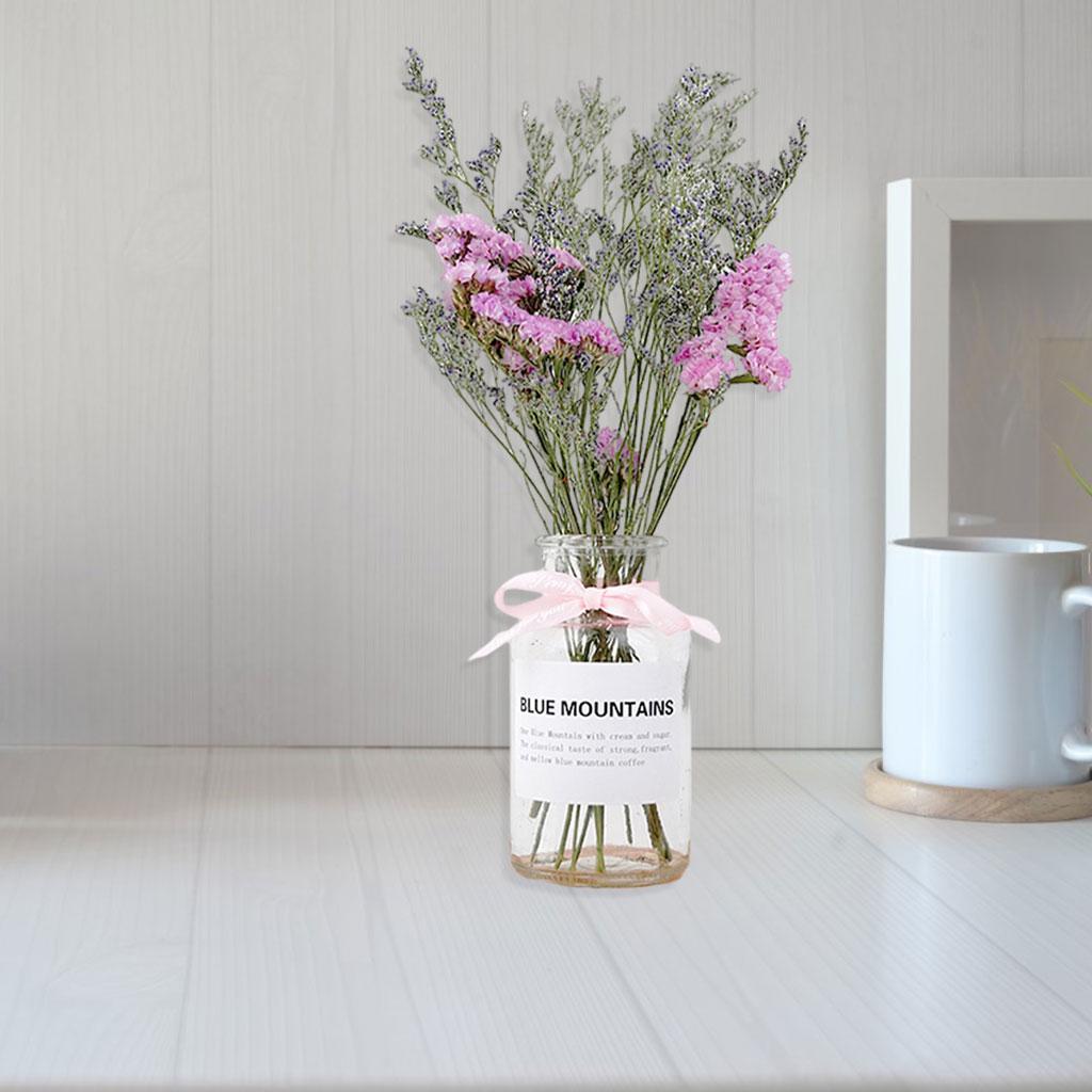 Glass Planter Vase Dried Flower Pot Terrarium Container Living Room Table Rose Pink Plant