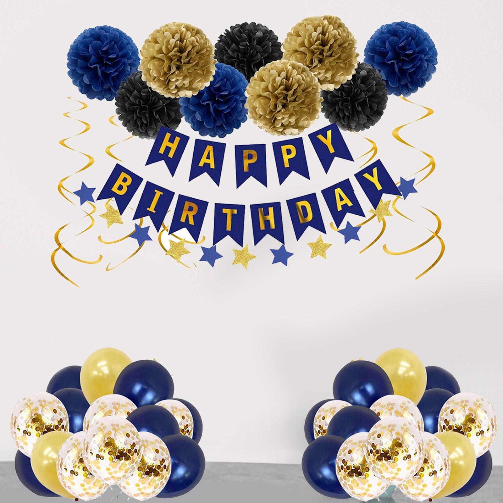 Decoration Kit Balloon Set of 46 Navy Blue Gold for Birthday Retirement