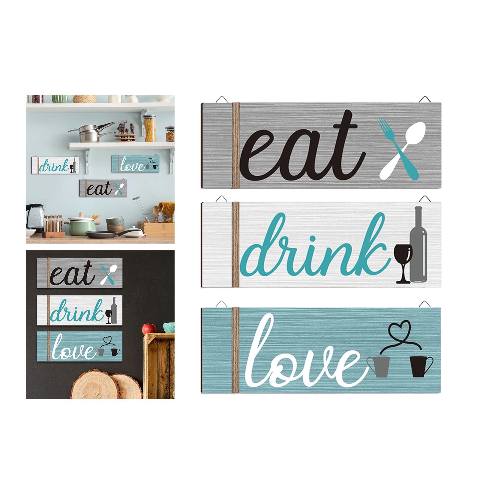 3 Pieces Rustic Wooden Sign Home Decor Plaque Wall Hanging Ornament Set 1