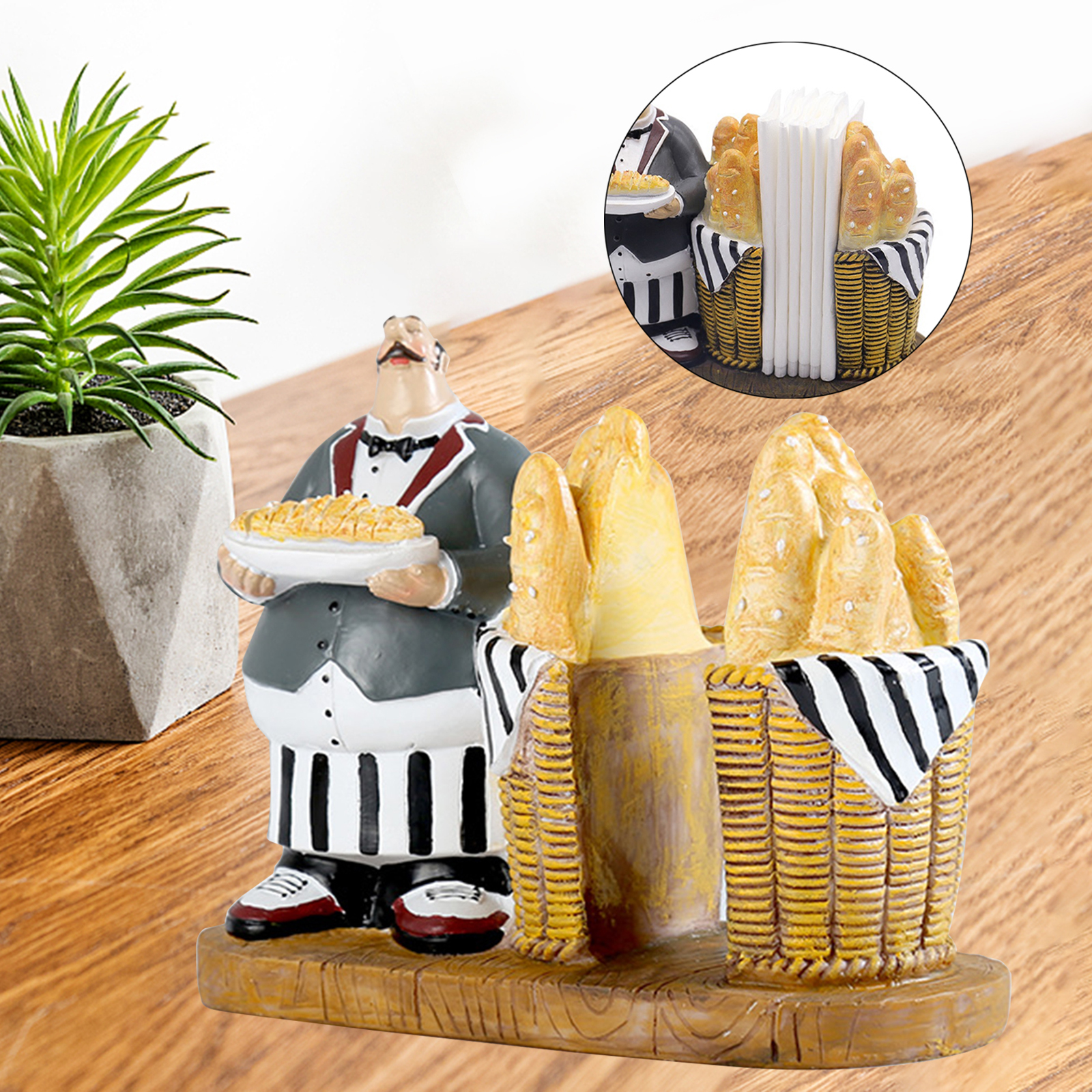 Creative Chef Figurine Paper Towel Holder Statue for Home Table Restaurant