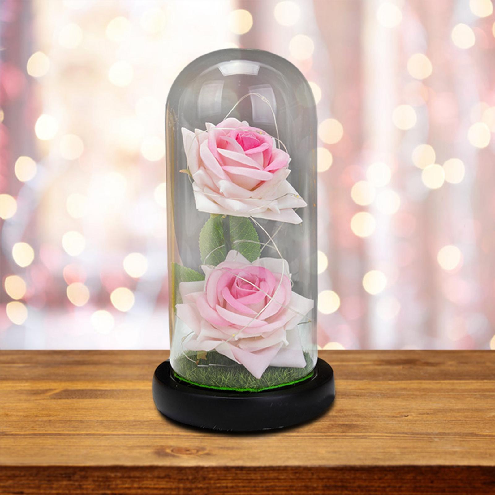 Eternal Flower in Glass Dome Mothers Day Anniversary Romantic Gifts  pink