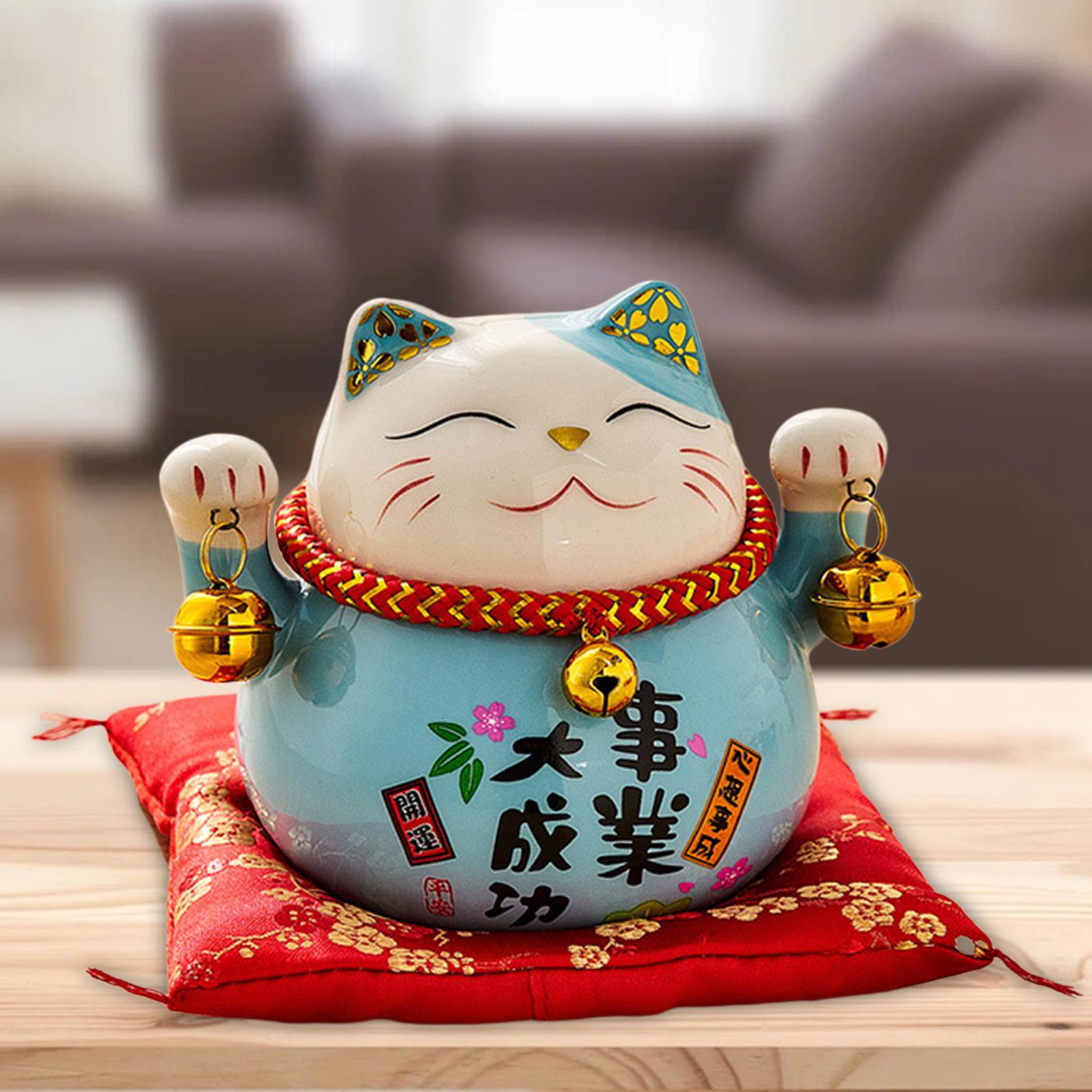 Maneki Neko Good Luck Cat Piggy Bank Ornament Fortune Kawaii Cause