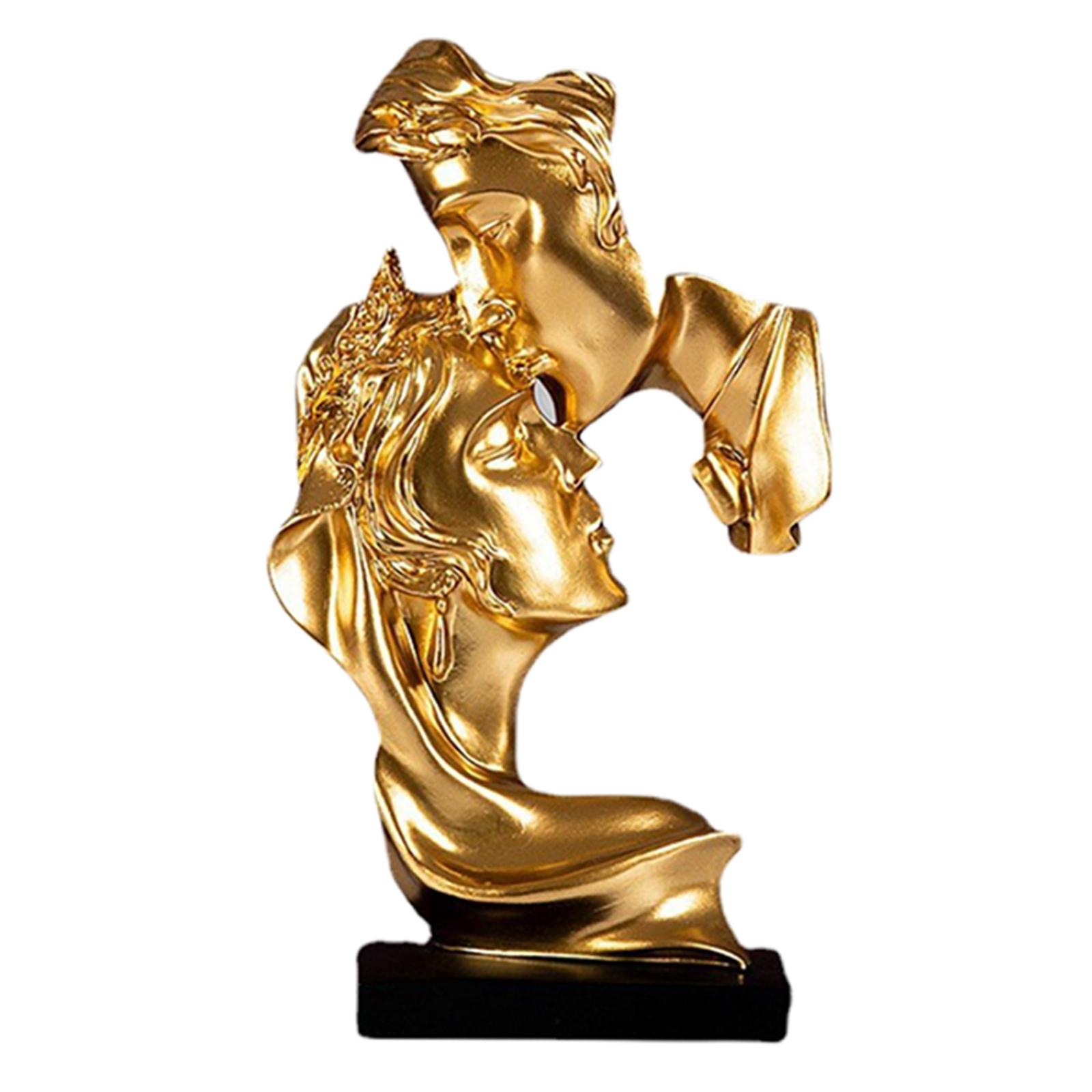 Couple Kiss Figurines European-Style for Bedroom Party Anniversary Golden