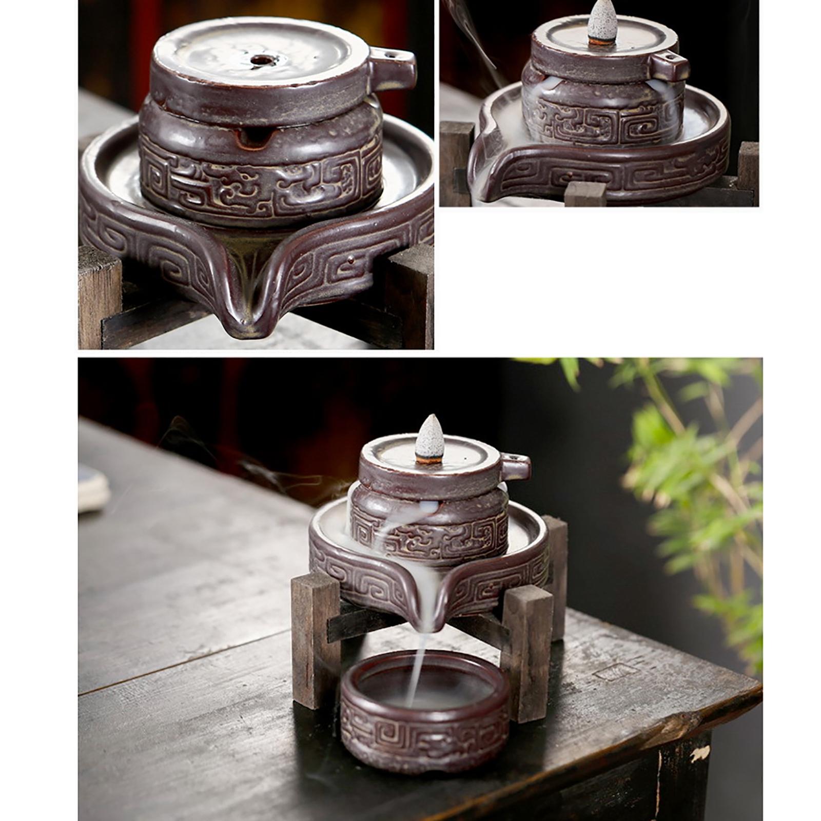 Backflow Incense Burner Stone Mill Incense Cone Holder for Tabletop Ornament