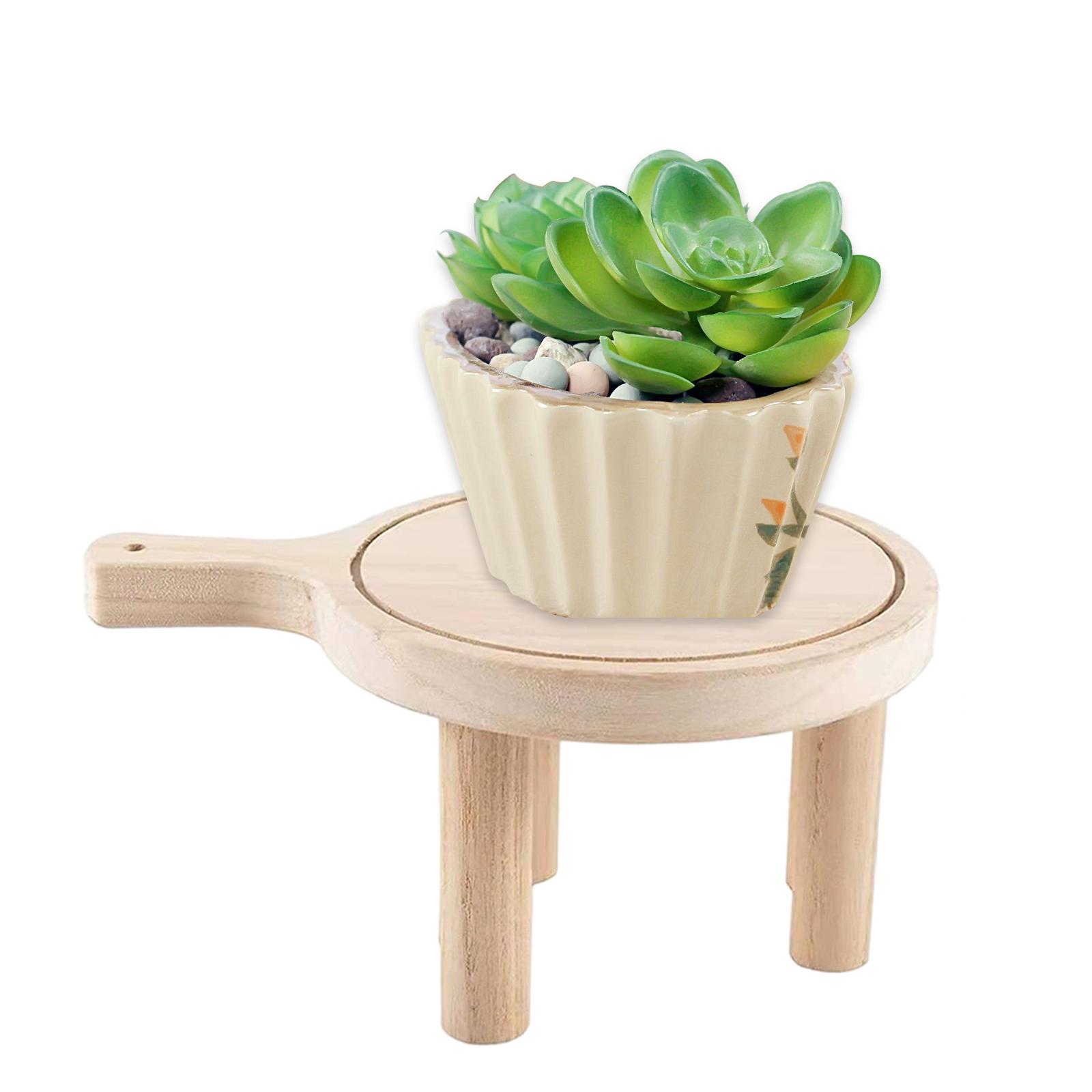 Wooden Plant Stand Potted Rack Stool for Living Room Garden Display  14x10cm