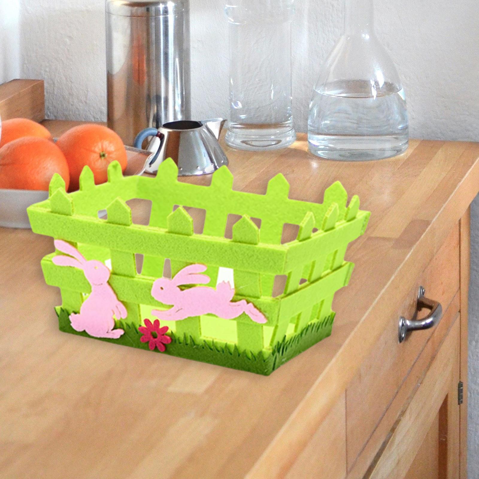 Easter Basket Green Basket Eggs Hunt for Kids Gift Home Decor Pink Rabbit