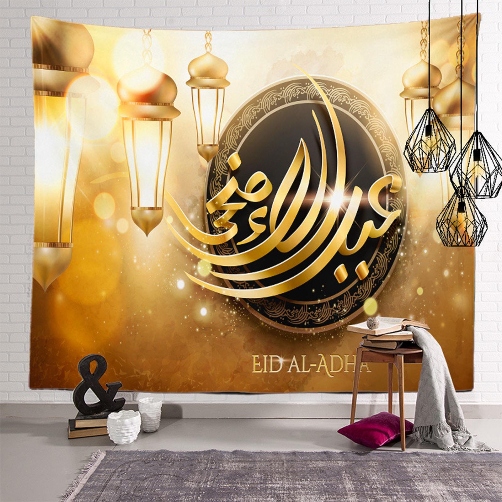 Polyester Ramadan Wall Hanging Tapestry Eid Mubarak Decor for Bedroom Home C