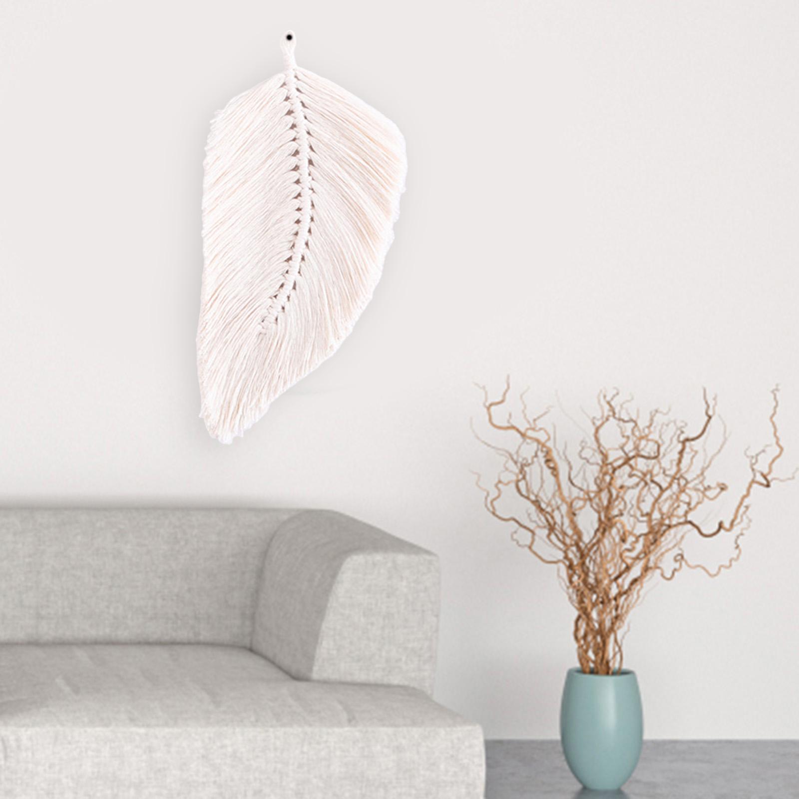 Chic Macrame Leaf Wall Hanging Boho Handmade Craft Macrame Cotton White