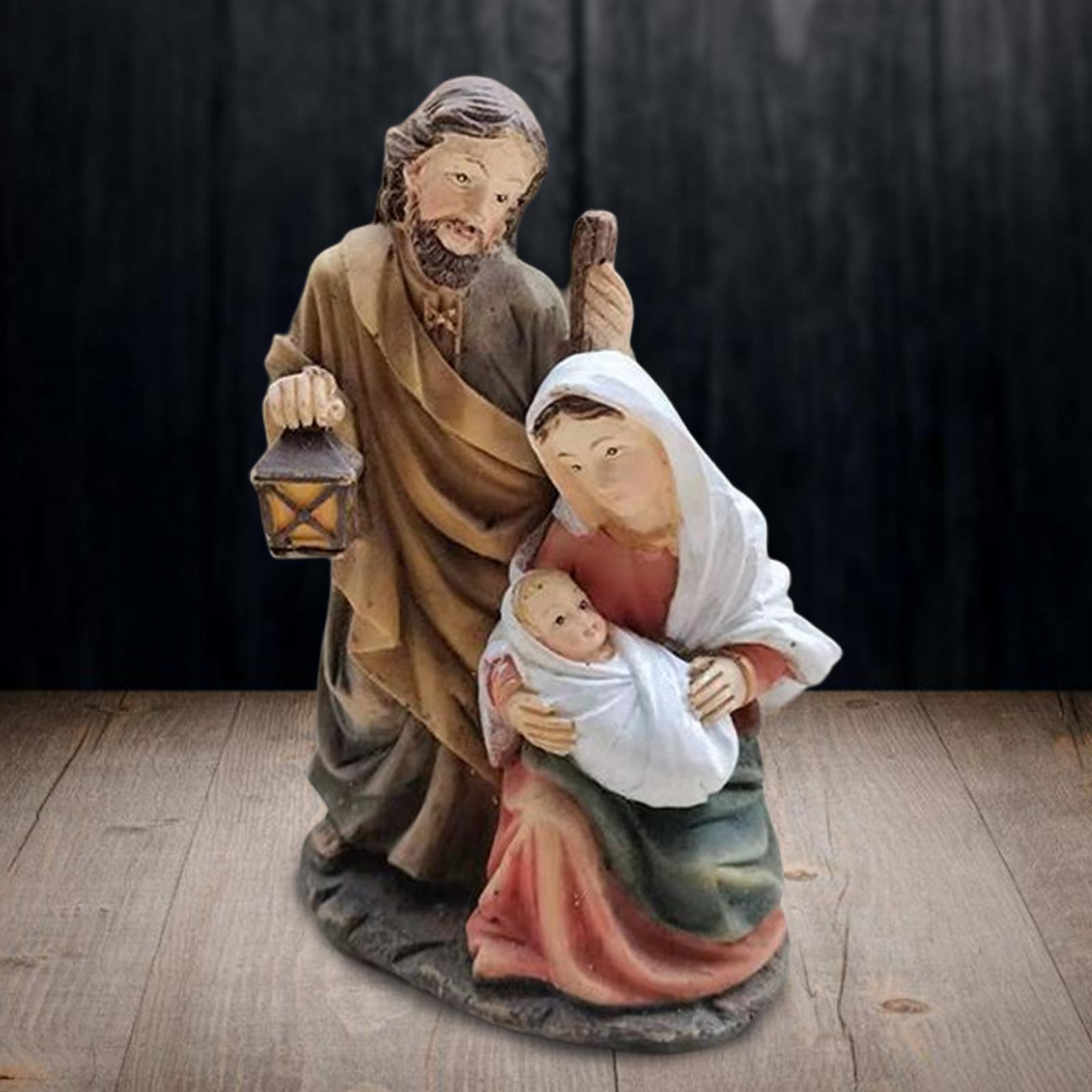Nativity Scene Figures Resin Statue Holy Family Living Room Christmas Decors