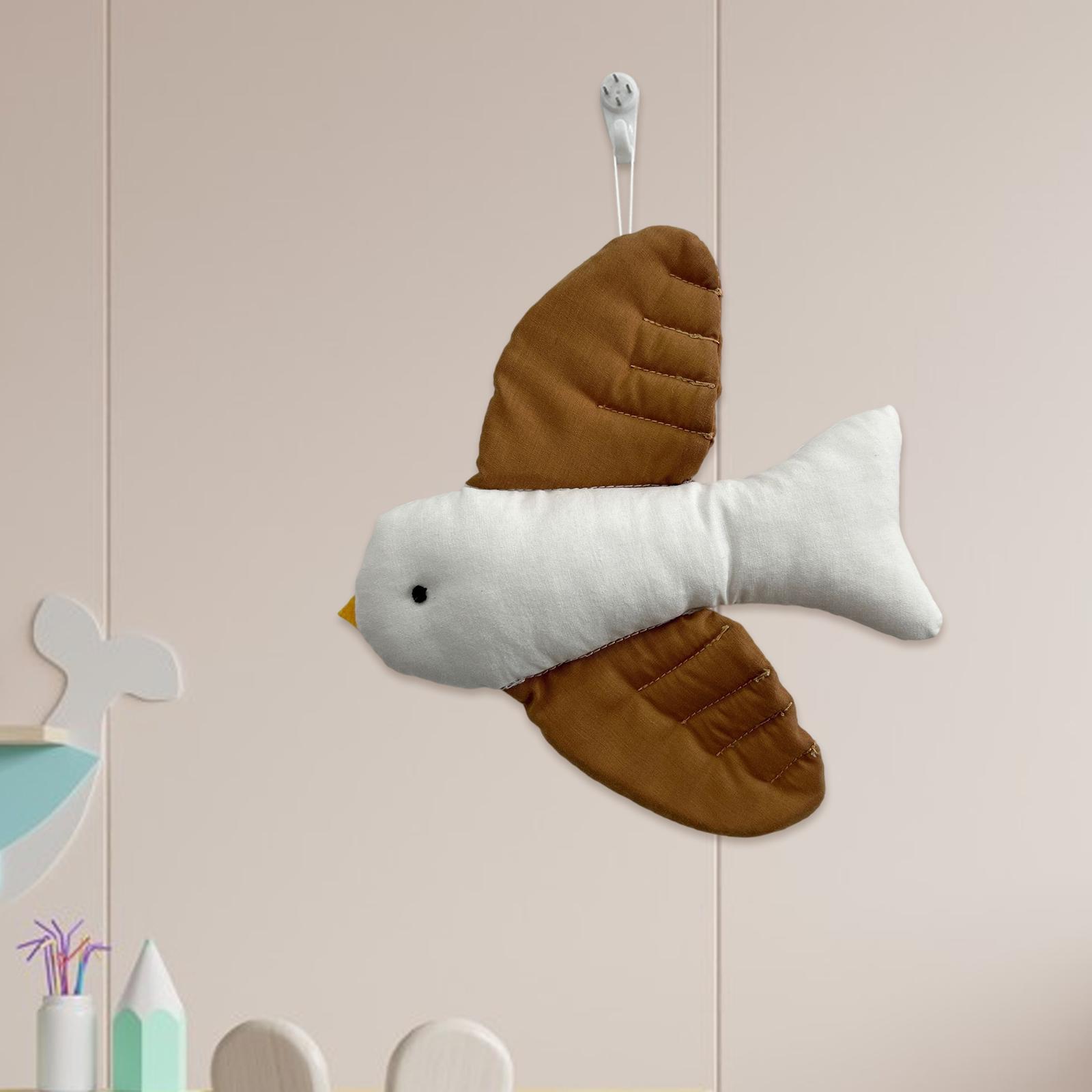 Pigeon Wall Decor Plush Stuffed Animal Toys for Nursery Room Decoration Light Brown S