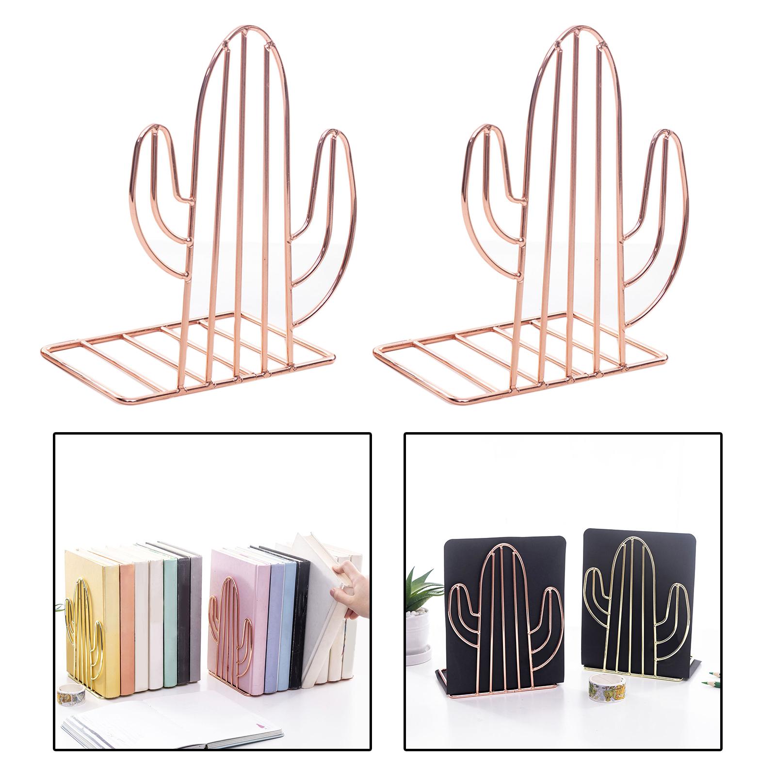 Metal Bookend Book Support Stopper Bookshelf Holder Stand Rose Gold