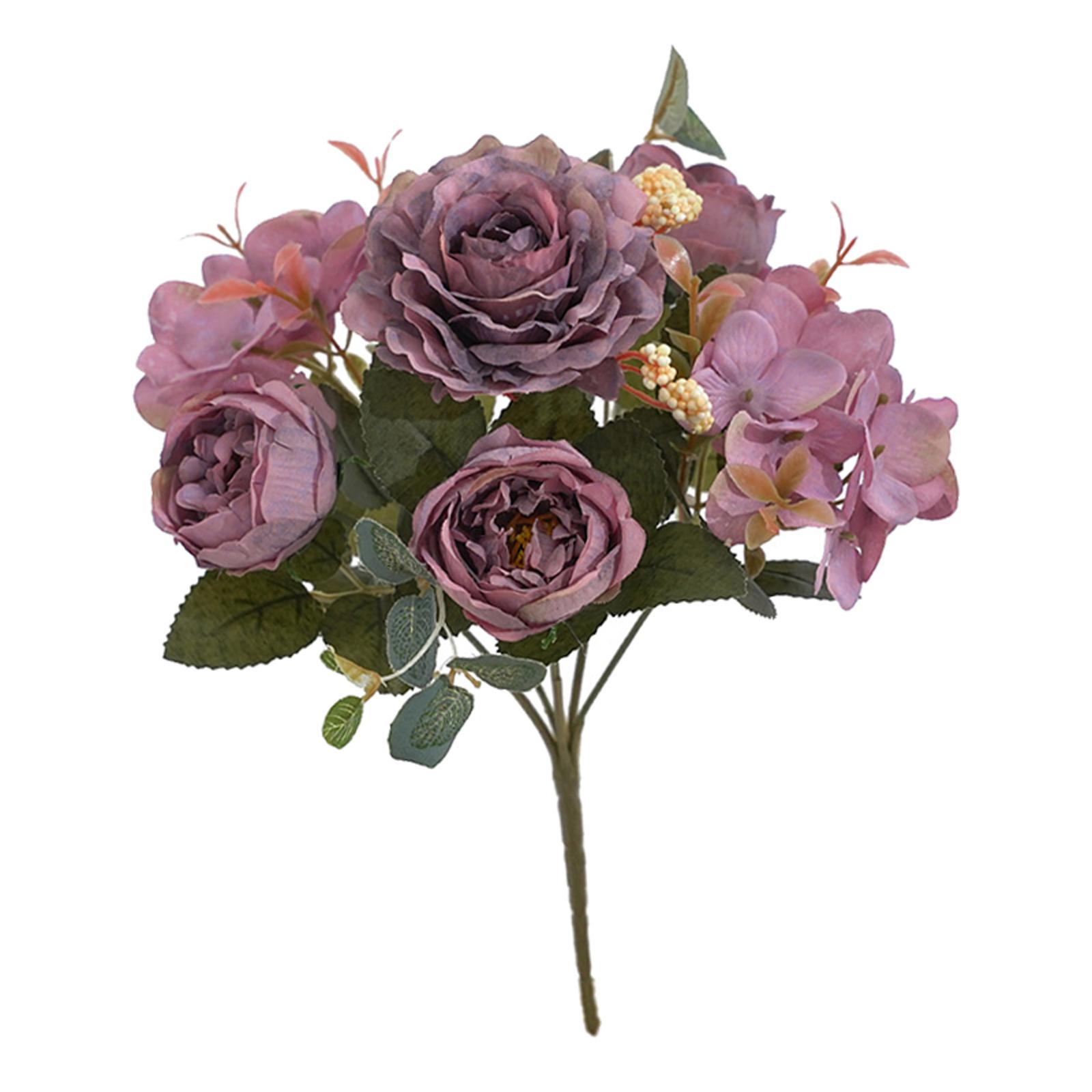 Artificial Peony Flowers Bouquet for Wedding Purple