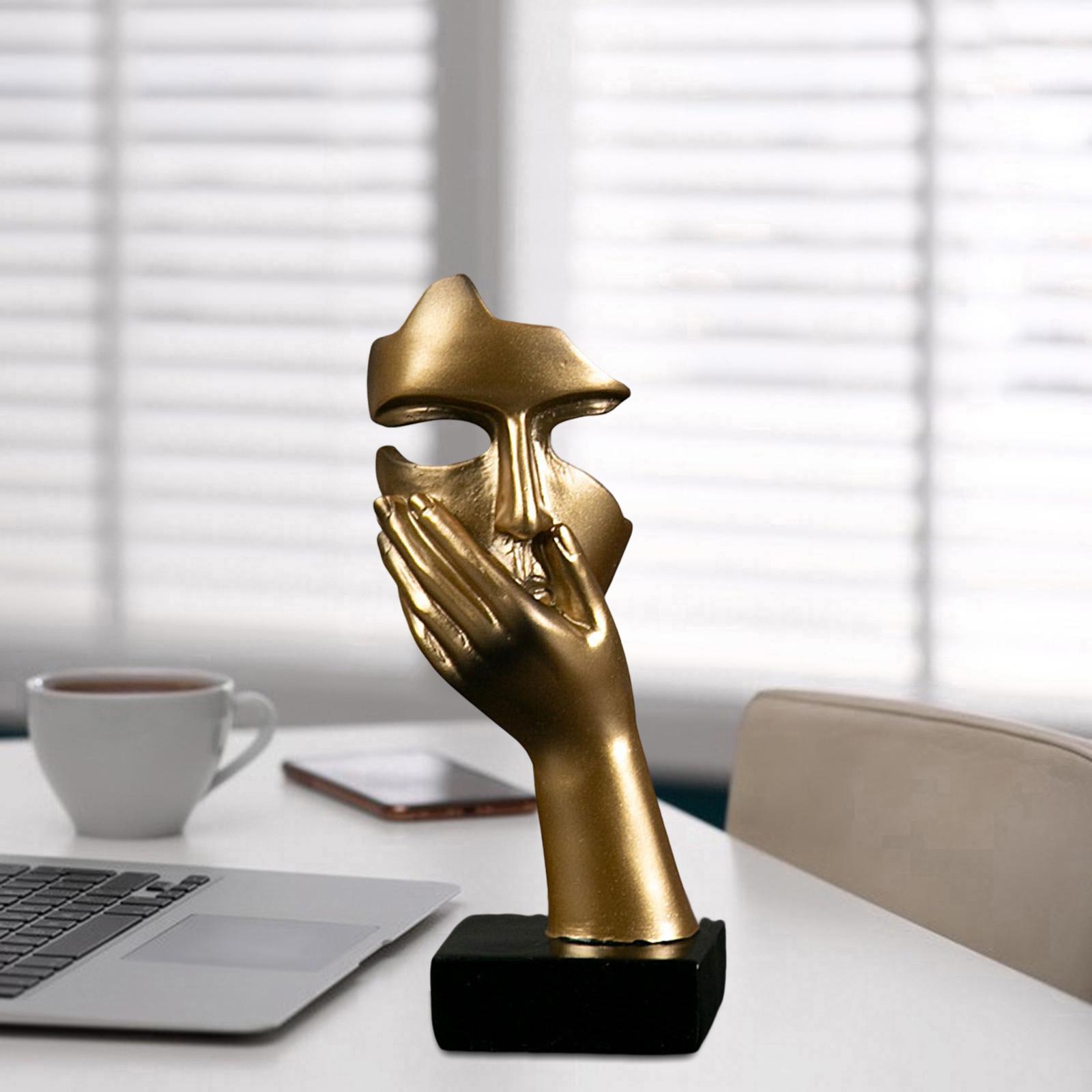 Thinker Statue Figurine Creative Sculpture for Home Bookshelf Ornament Golden