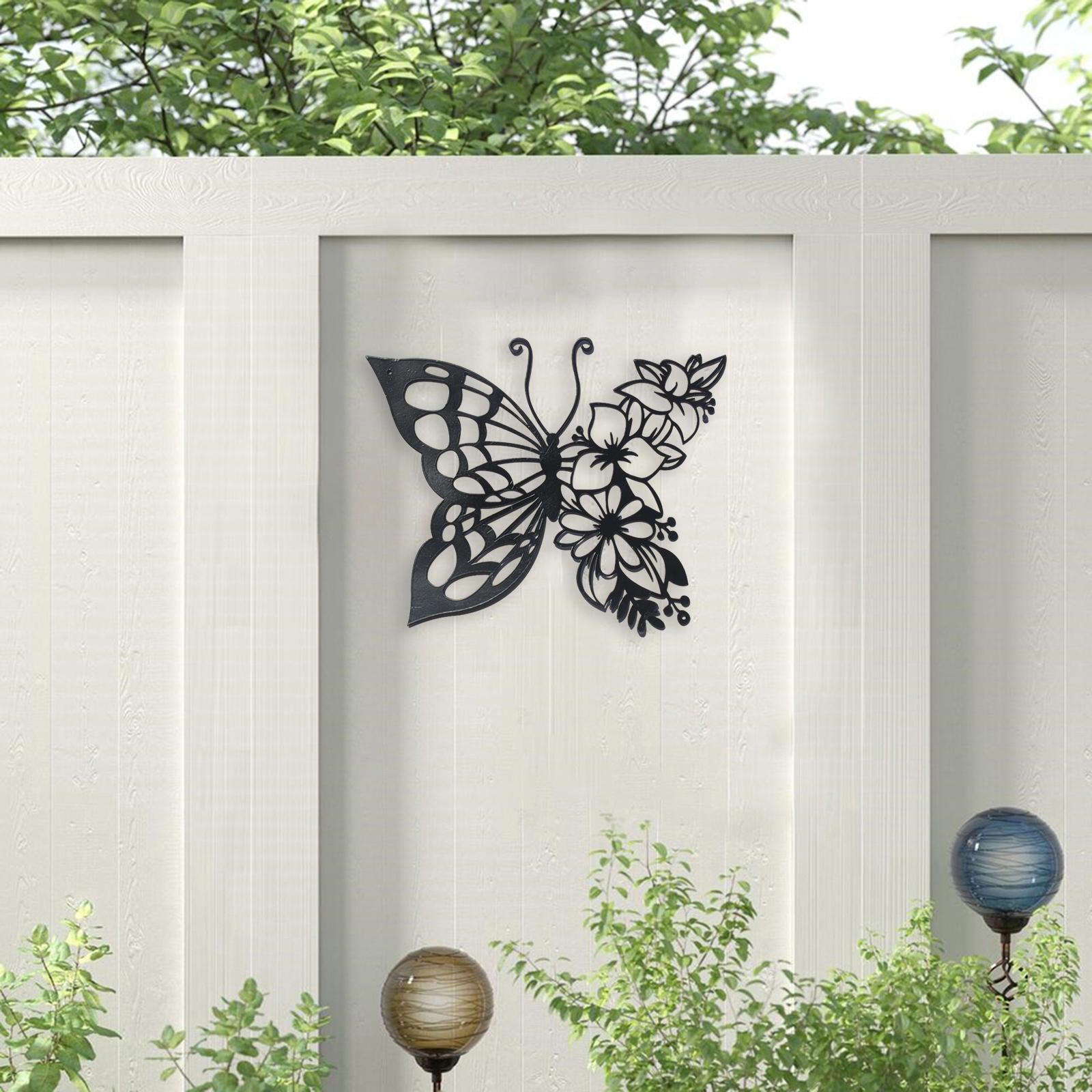 Butterflies Wall Art Silhouette Wrought metal for Bedroom Fence Decoration 29.5cmx24cm