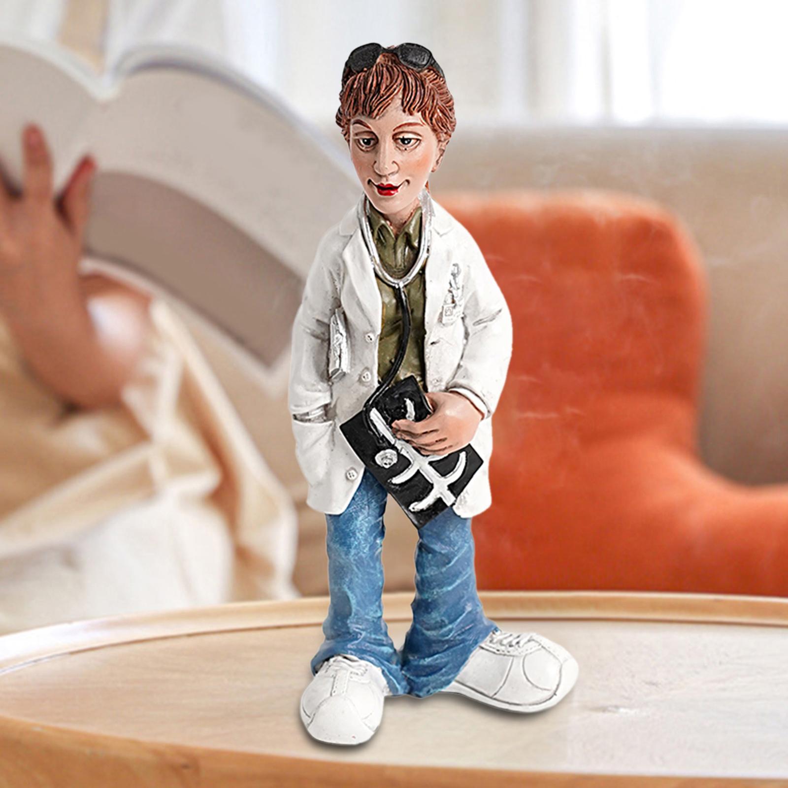 Doctor Statue Dolls Micro Ornament Miniatures Figurine for Bookshelf Desktop 7cmx6cmx17cm