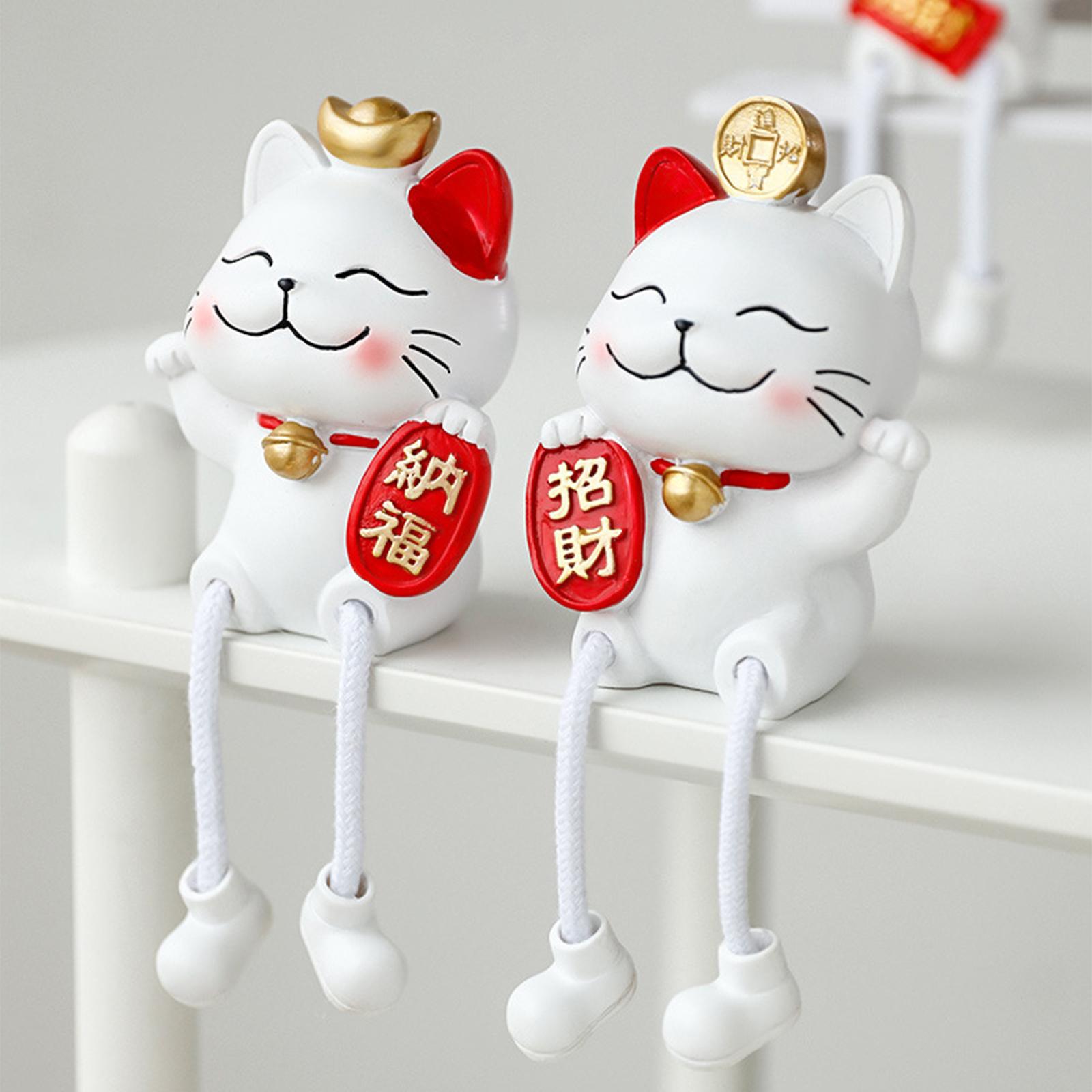 Lucky Cats Figurine Animal Statue Resin Sculpture for Living Room Decoration StyleA